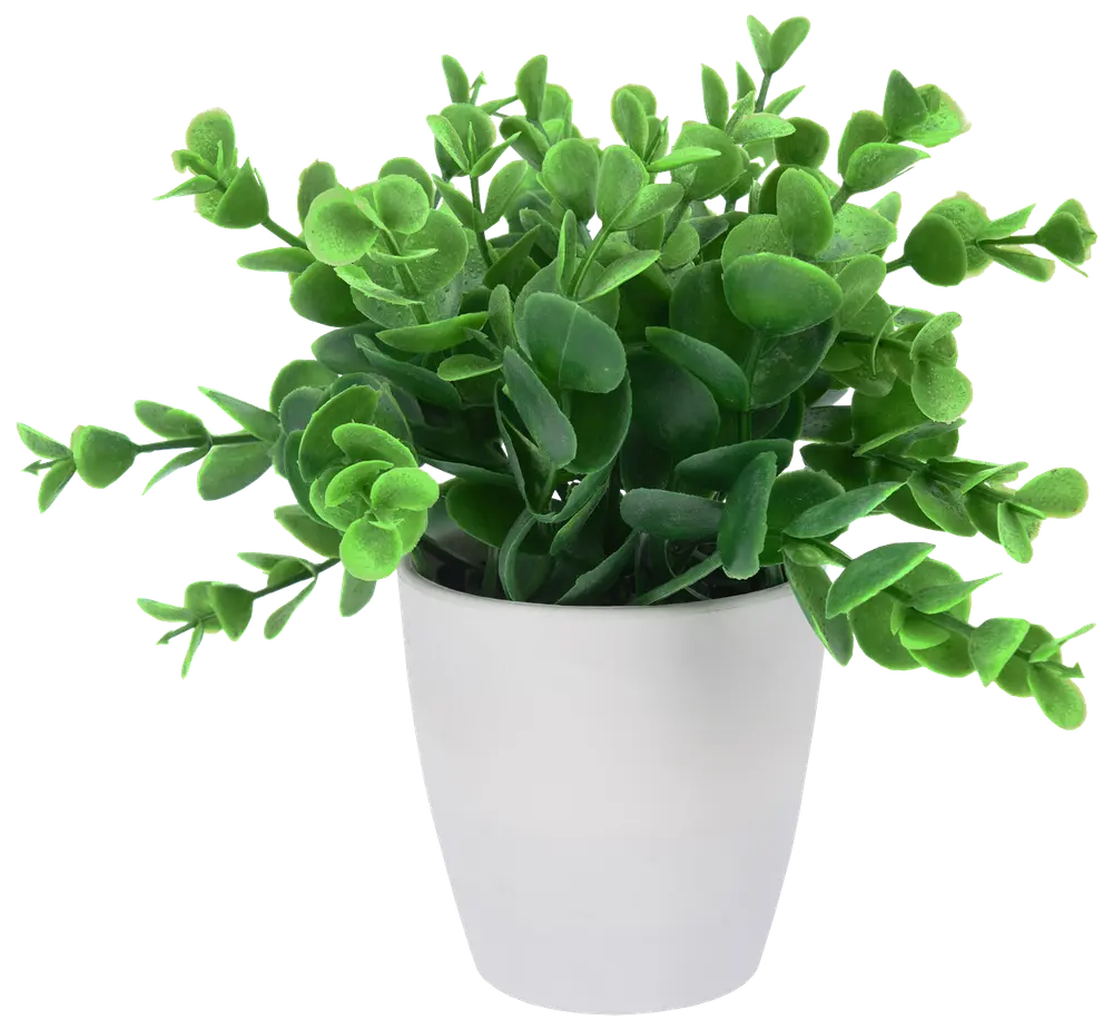 Kunstig plante i hvid krukke - assorterede planter