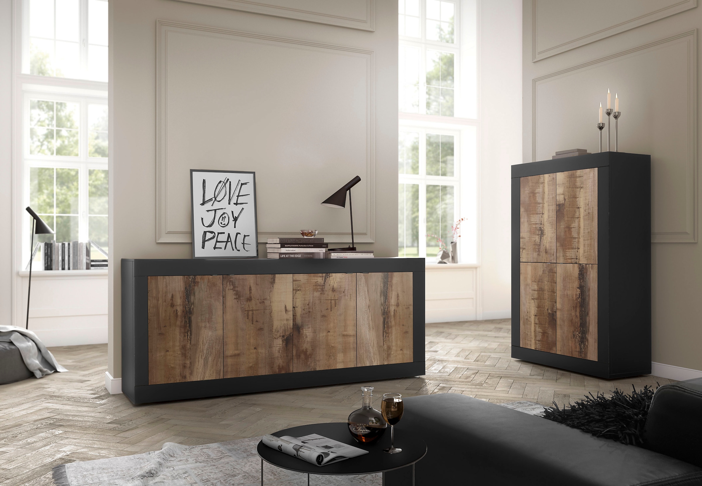 INOSIGN Highboard »Basic Höhe 162 cm, Breite 102 cm, Kommode 4 Türen, Hochkommode« Metallgriff, moderne Rahmenoptik, viel Stauraum, Farbauswahl