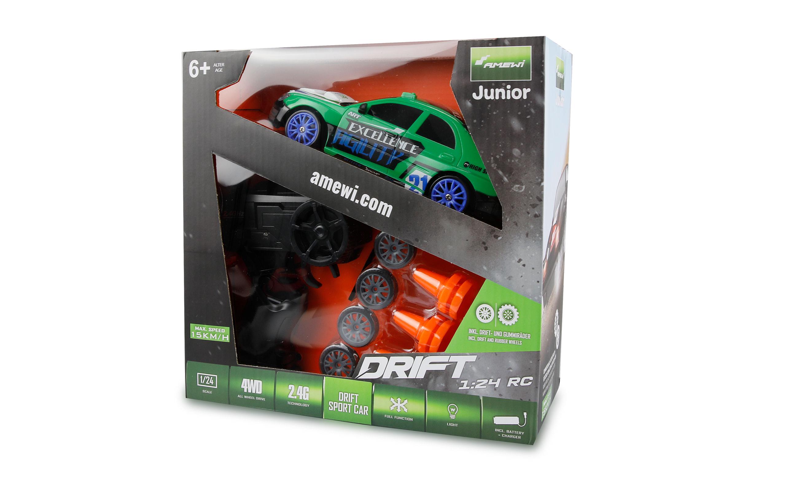 Drift Sport Car 4WD Grün, RTR, 1:24Ferngesteuertes Drift-Auto für Kinder ab 6 Jahren