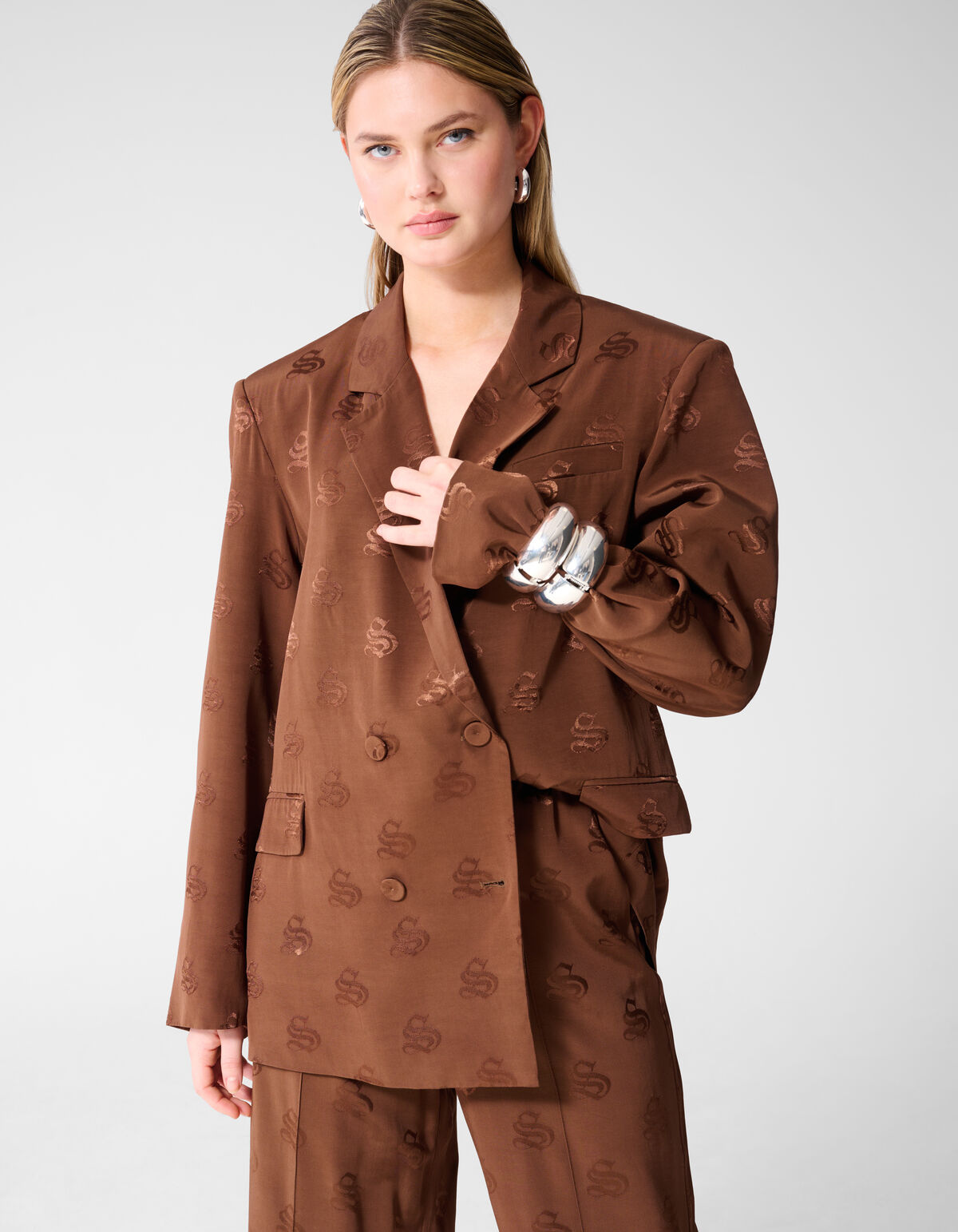 Jacquard Blazer Bruin