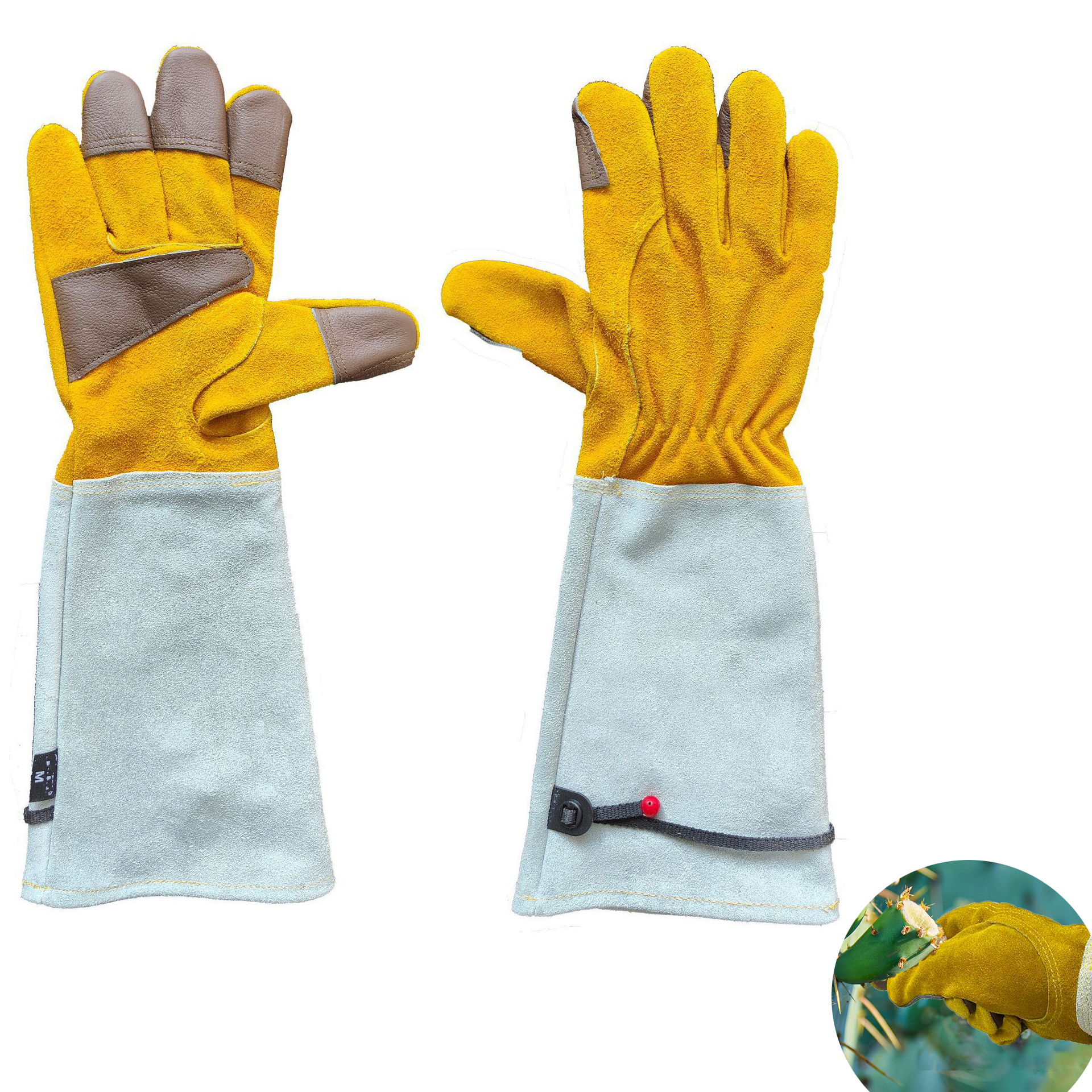 (1 Paar) Echtleder Garten Handschuhe Dornensichere Arbeitshandschuhe mit langem Unterarm Schaft