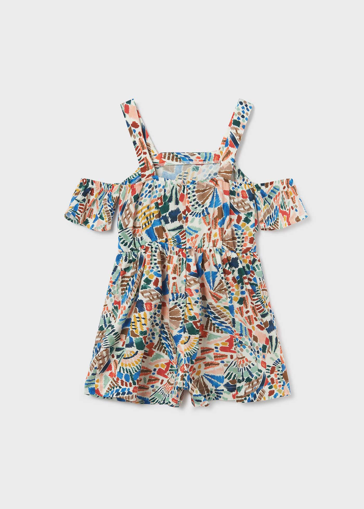 Macacão curto de algodão estampado para meninas