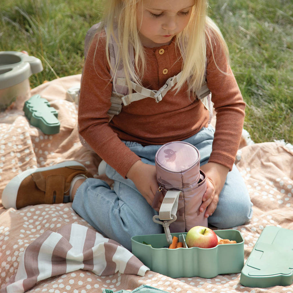 Kids insulated bottle holder Croco Green