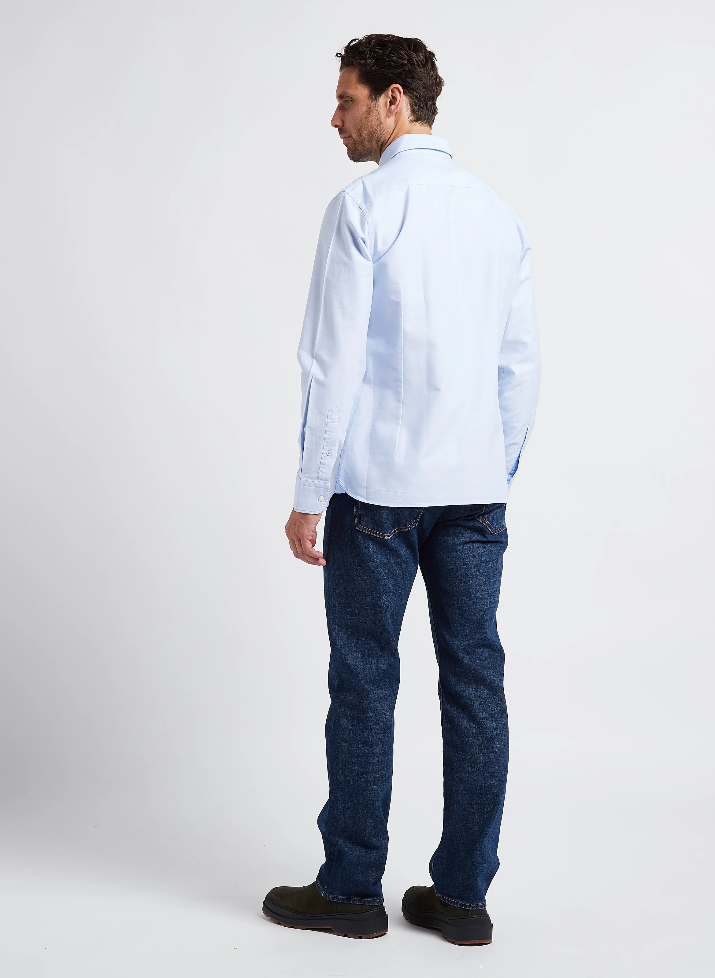 Chemise col classique en coton| Bleu