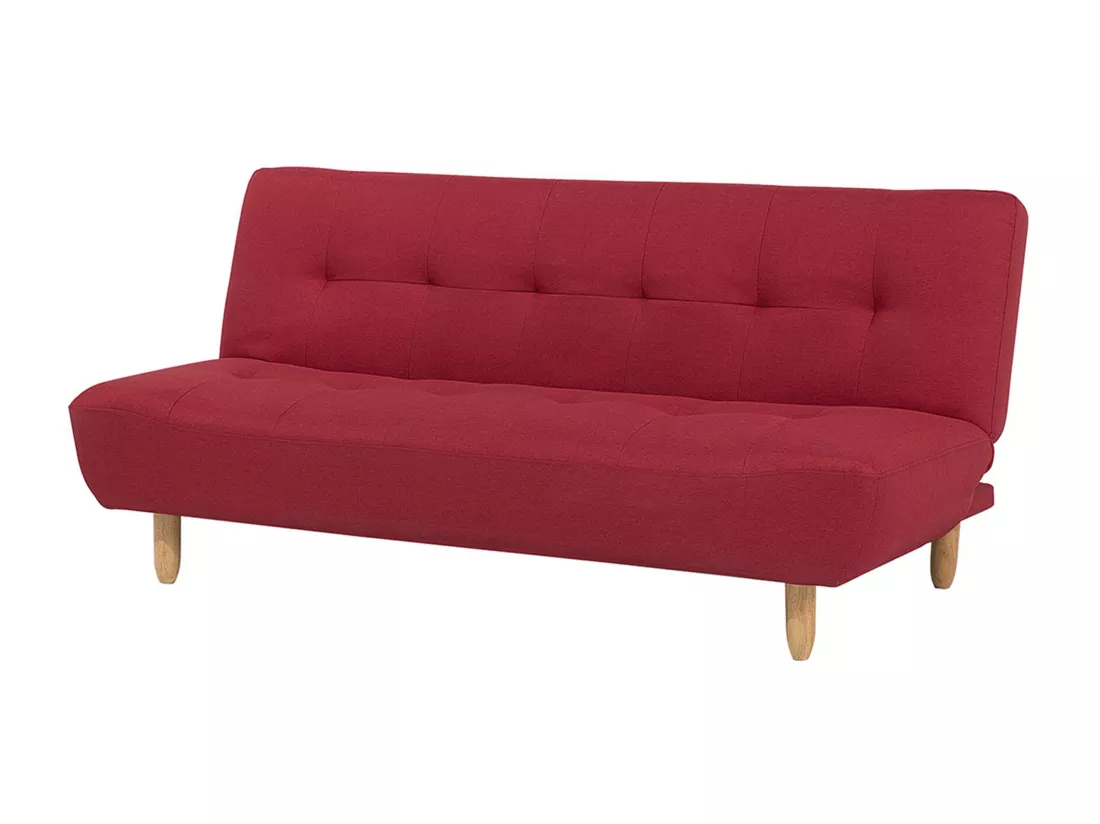 Canapé convertible 3 places en tissu rouge ALSTEN