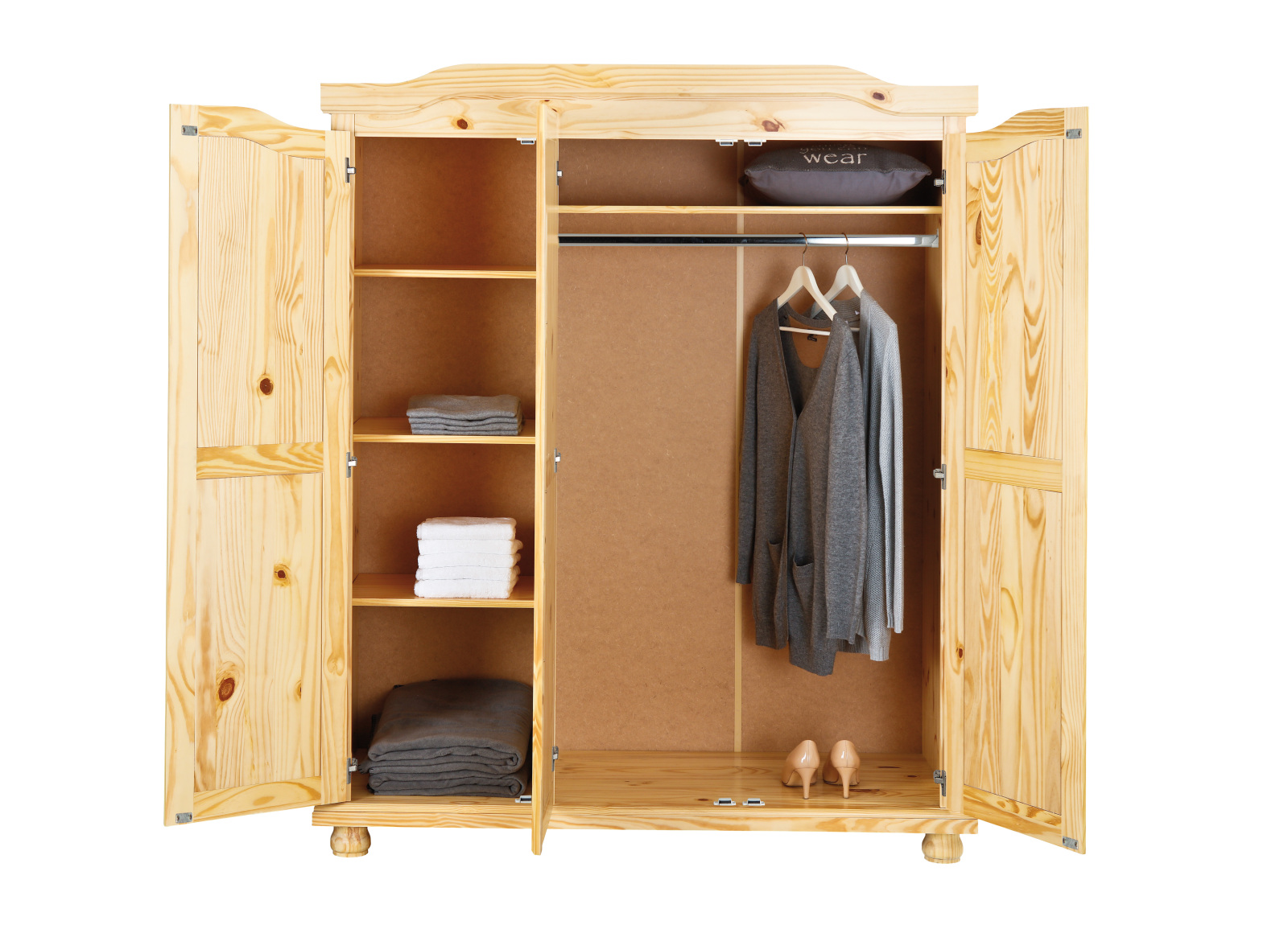 Kleiderschrank BERN - Kiefer Massivholz - 3-türig