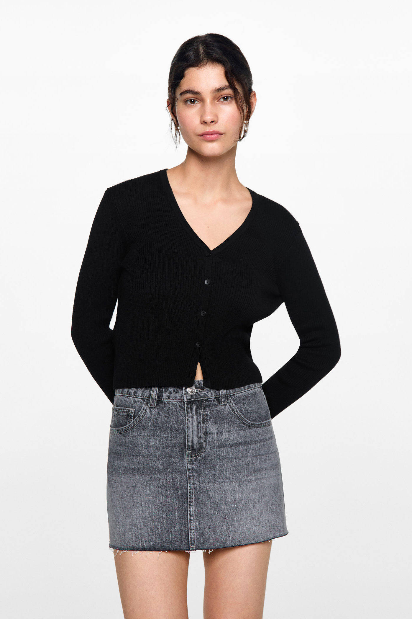 MANGO TEEN fijngebreid vest zwart