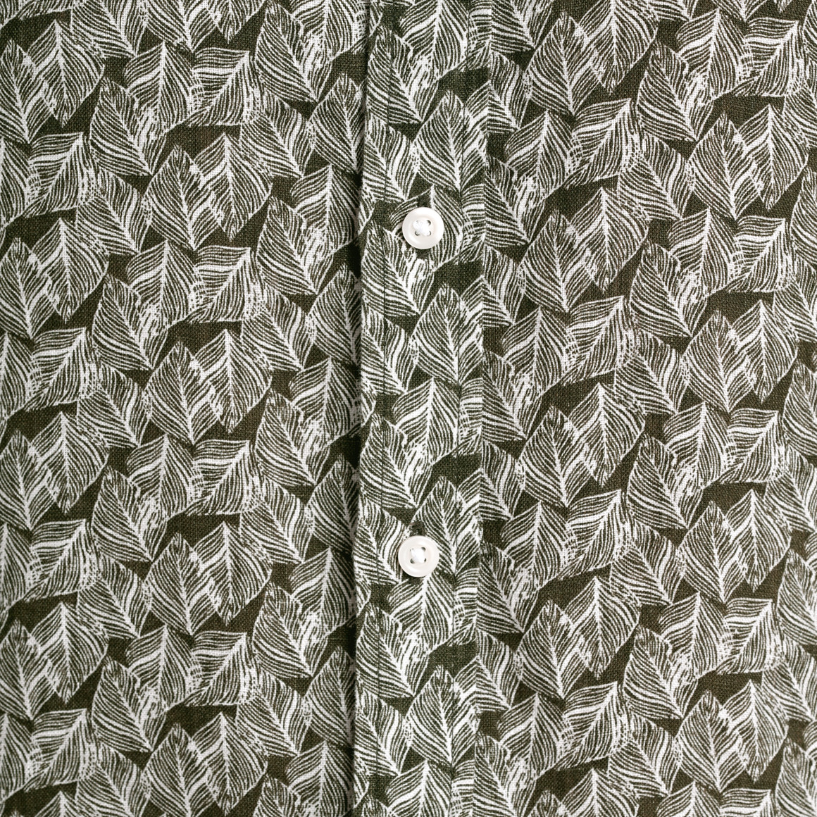 VanVaan Herren Leinen-Hemd mit Allover-Muster dunkelgrün / weiss