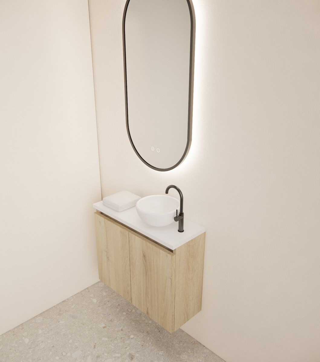 Gliss Design Echo toiletmeubel 60cm artisan eiken met toppaneel wit mat