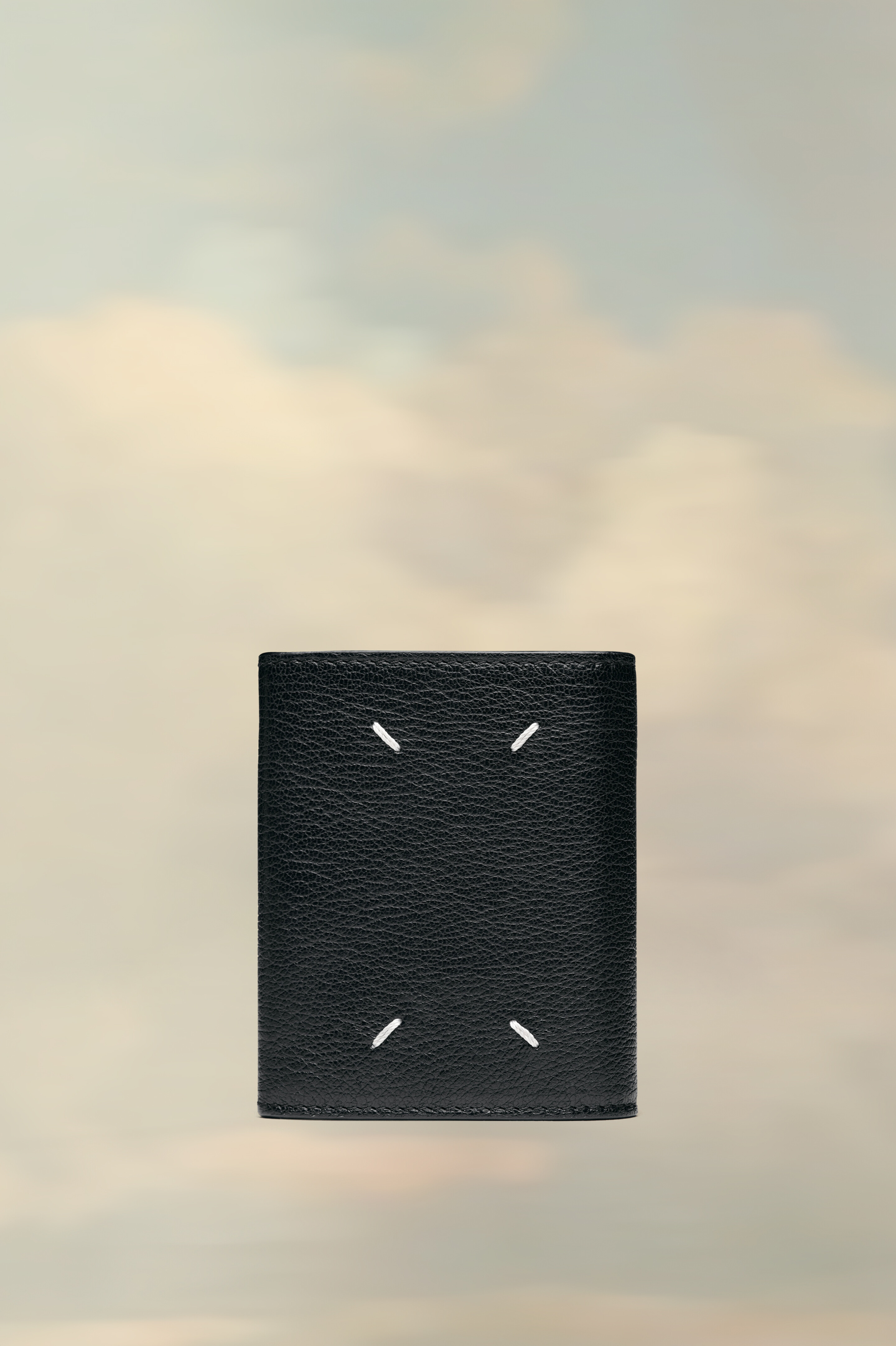 Portefeuille Snap-Button en cuir noir Noir