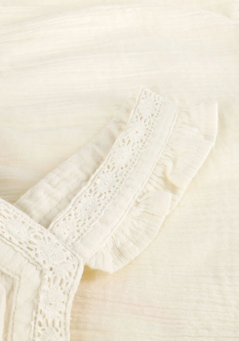 SCOTCH & SODA witte scotch & soda top lace detail crinkle cotton tank