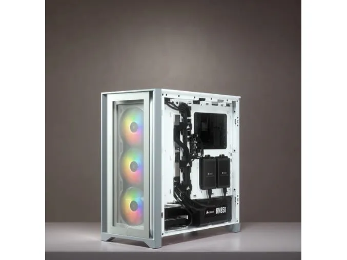 Corsair iCUE 4000X RGB – Miditower - ATX - ingen strømforsyning - Hvid - USB/Lyd