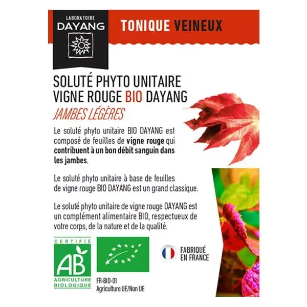 Dayang Vinha Vermelha Orgânica 20 ampolas