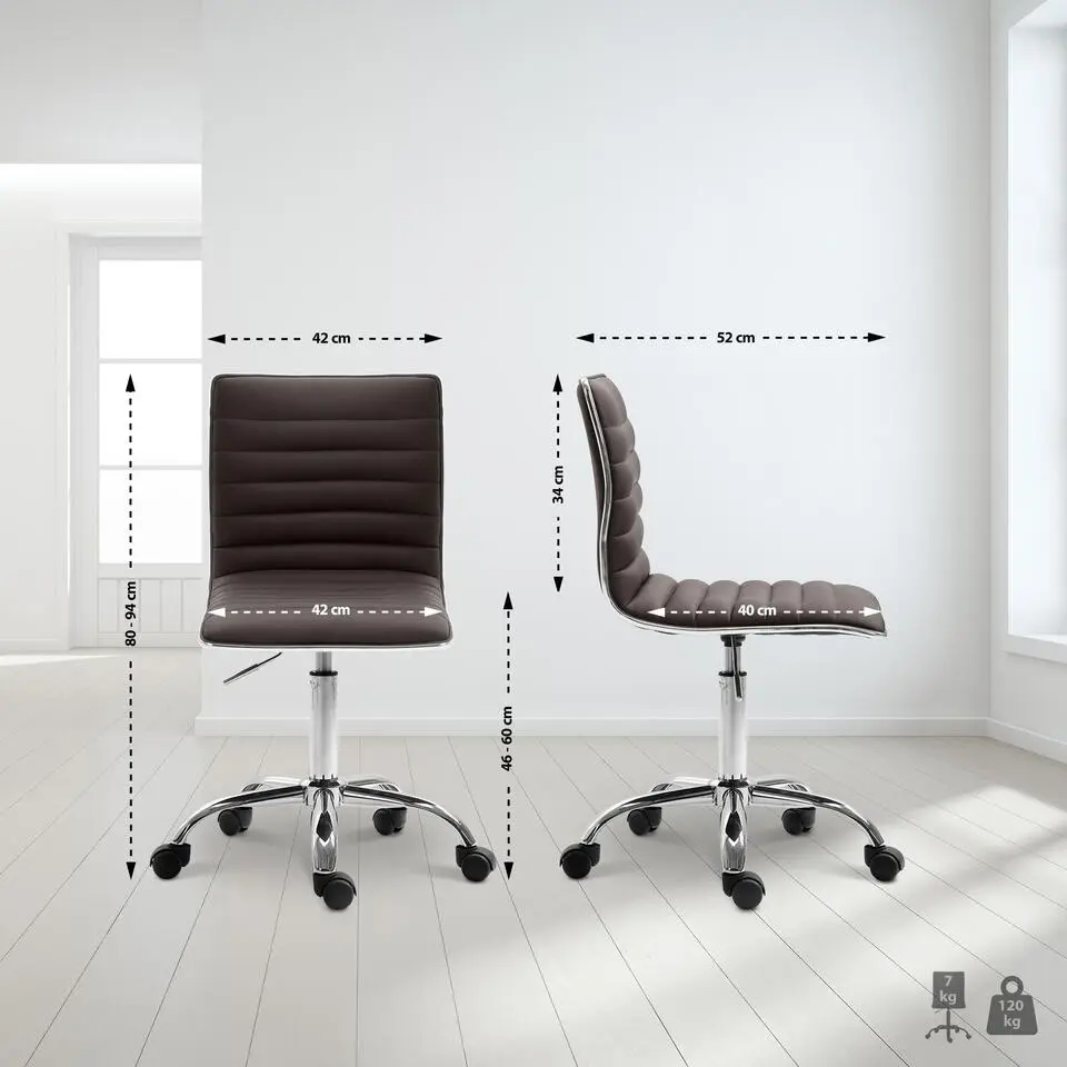 CLP Bureaustoel Alamosa chroom Frame - Kunstleer - bruin