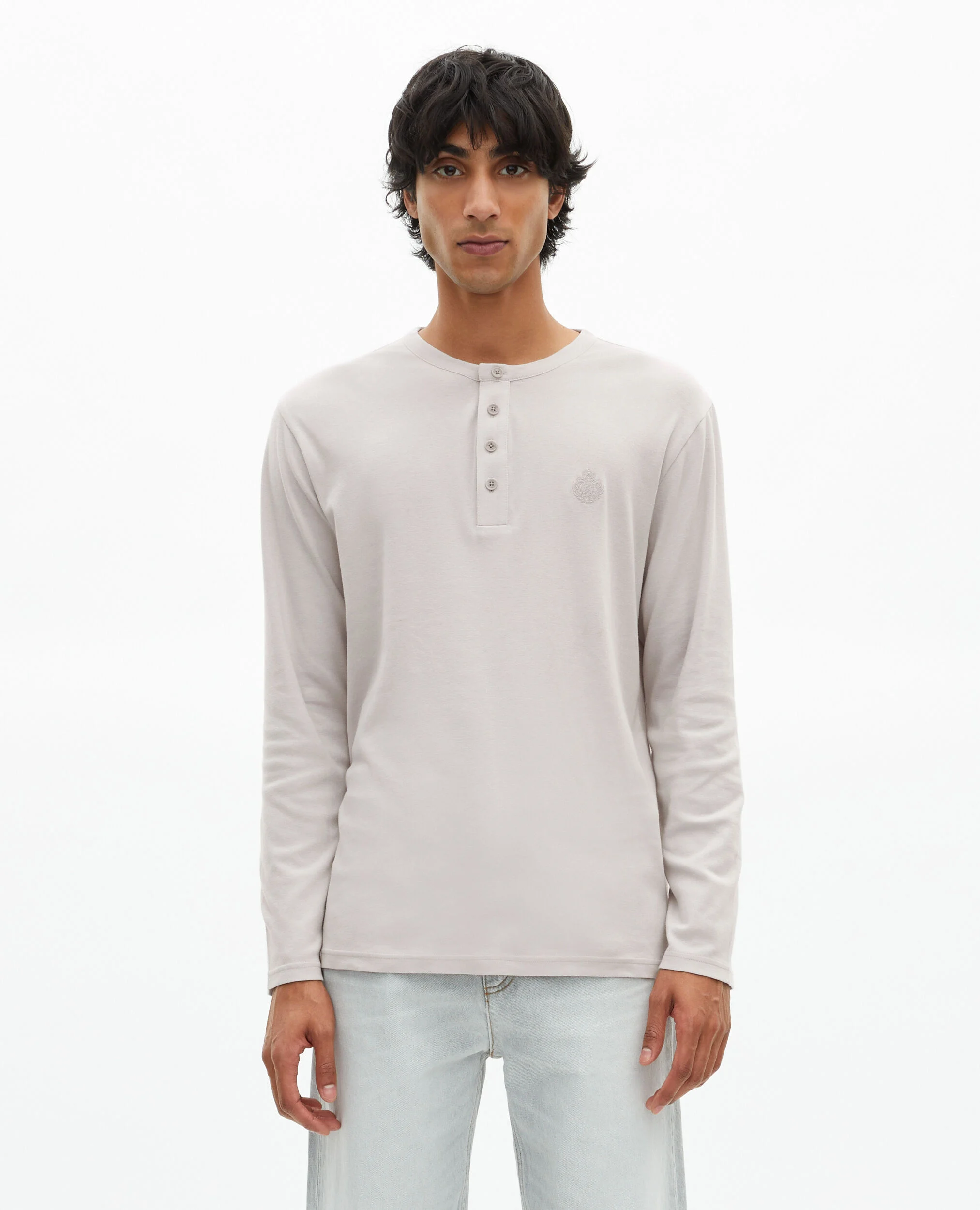 T-shirt manches longues avec blason gris