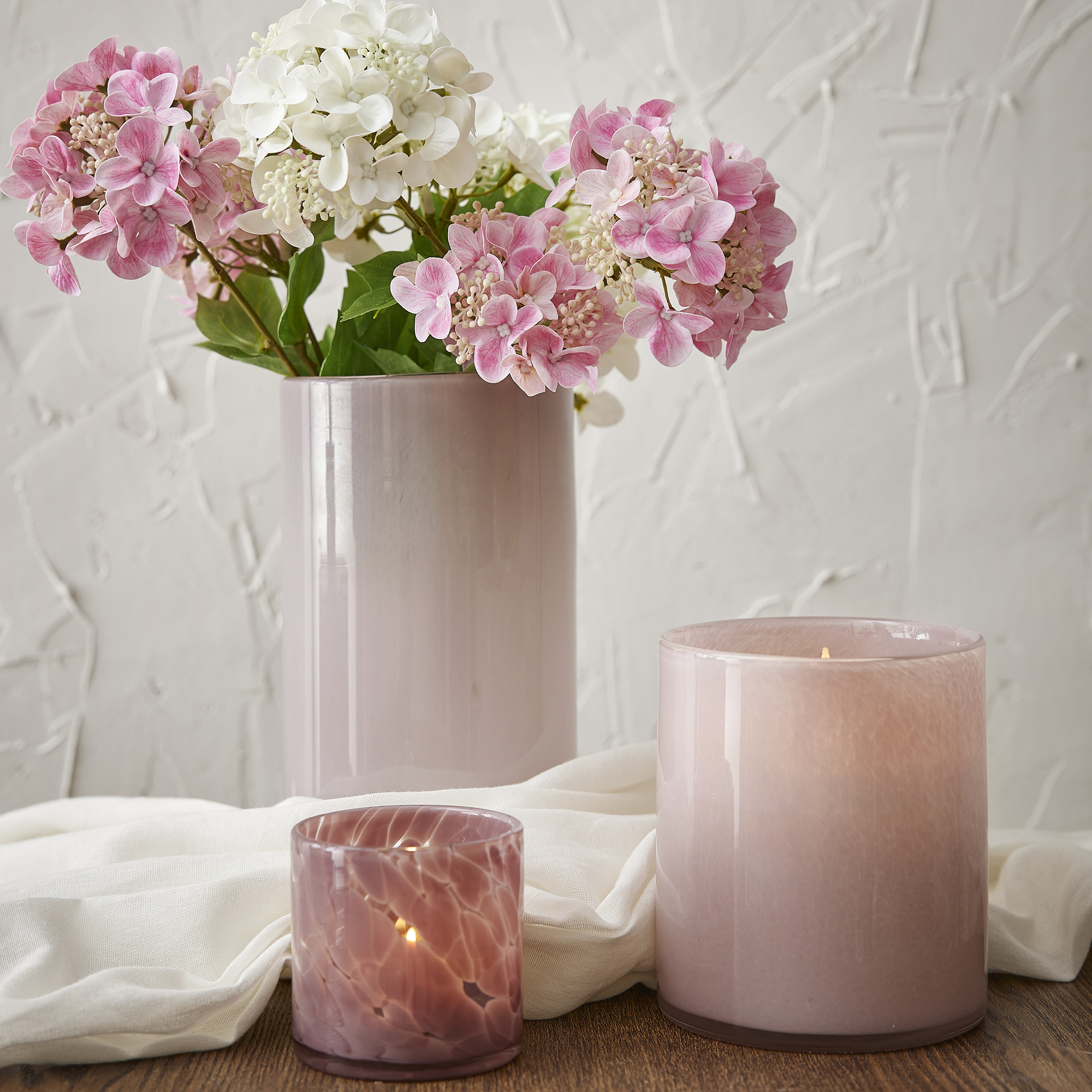 Glas-Vase Zylinder/Opal, rosa, 12 x 24 cm