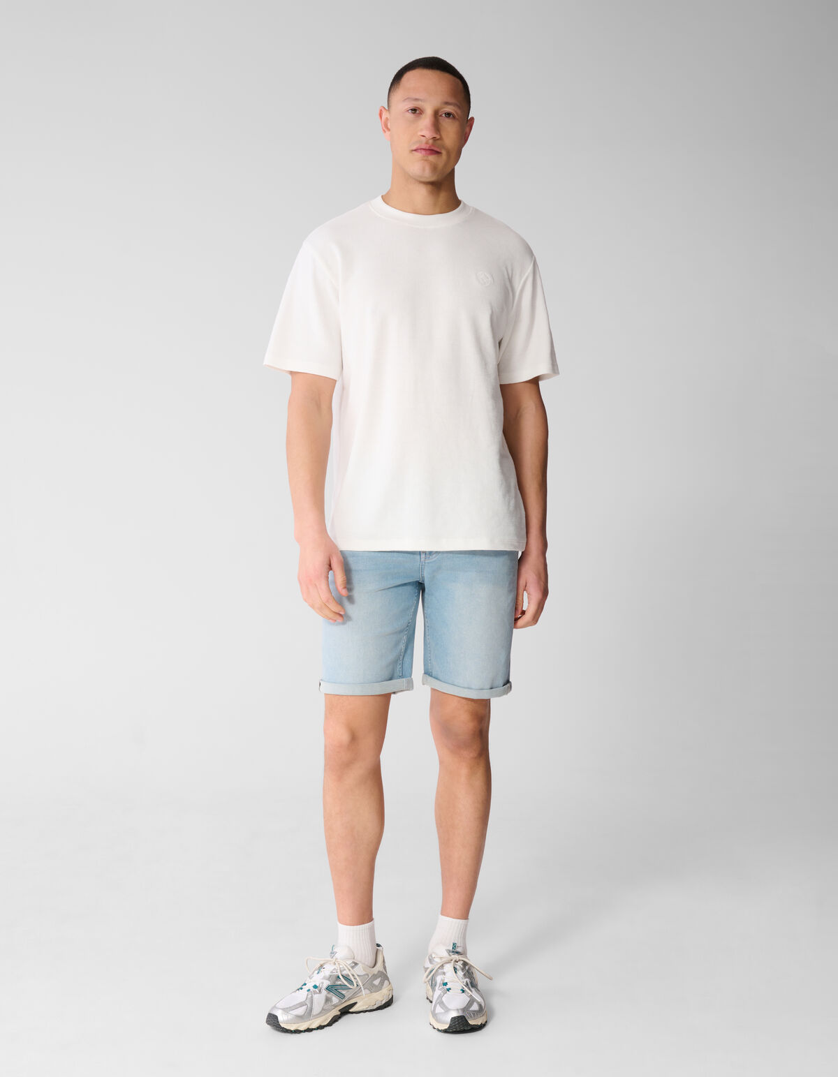 Spark Structuur T-shirt Gebroken Wit