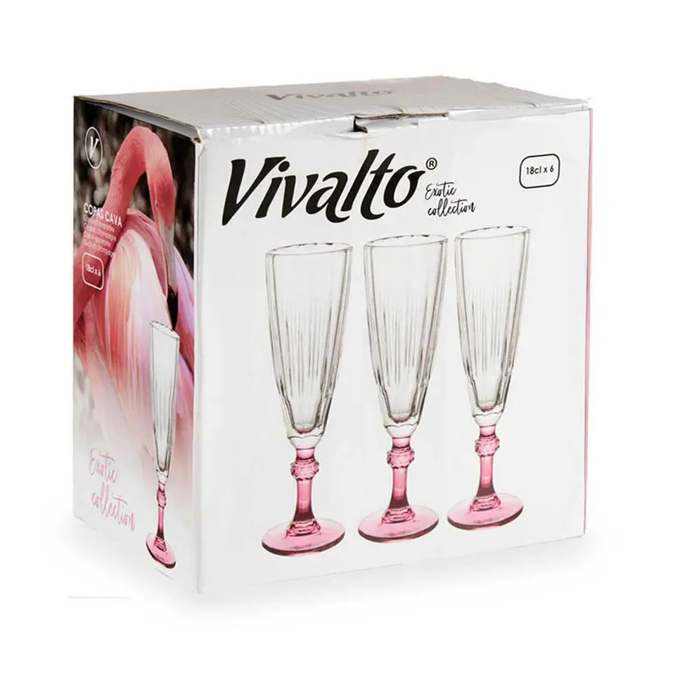 Vivalto - Champagneglazen Exotic Collection 6x - roze voet 170 ml