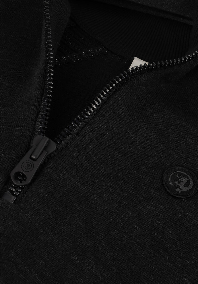 CAST IRON zwarte cast iron trui half zip collar cotton heather plated half zip