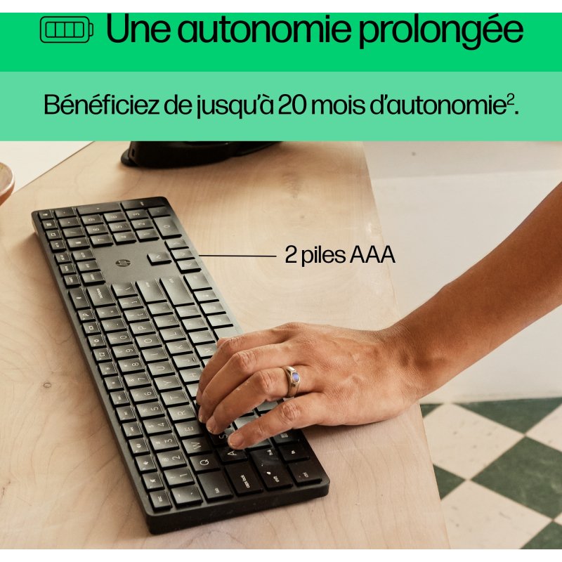 HP 450 WL BLK PROGRAMMABLE KBD clavier FR sans fil +USB Noir