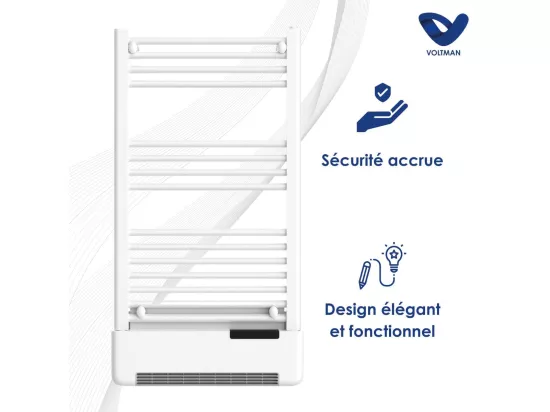 Chauffage sèche-serviettes inertie fluide Liza - 500W + 1000W - Blanc - Voltman
