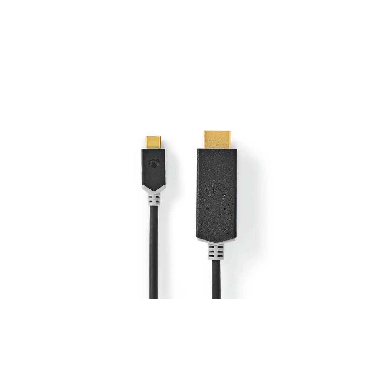 Nedis USB-C™ Adapter | USB 3.2 Gen 1 | USB-C™ Hann | HDMI ™ -kontakt | 4K@60Hz | 2.00 m | Rund | Gull belagt | PVC | Antrasitt | Boks