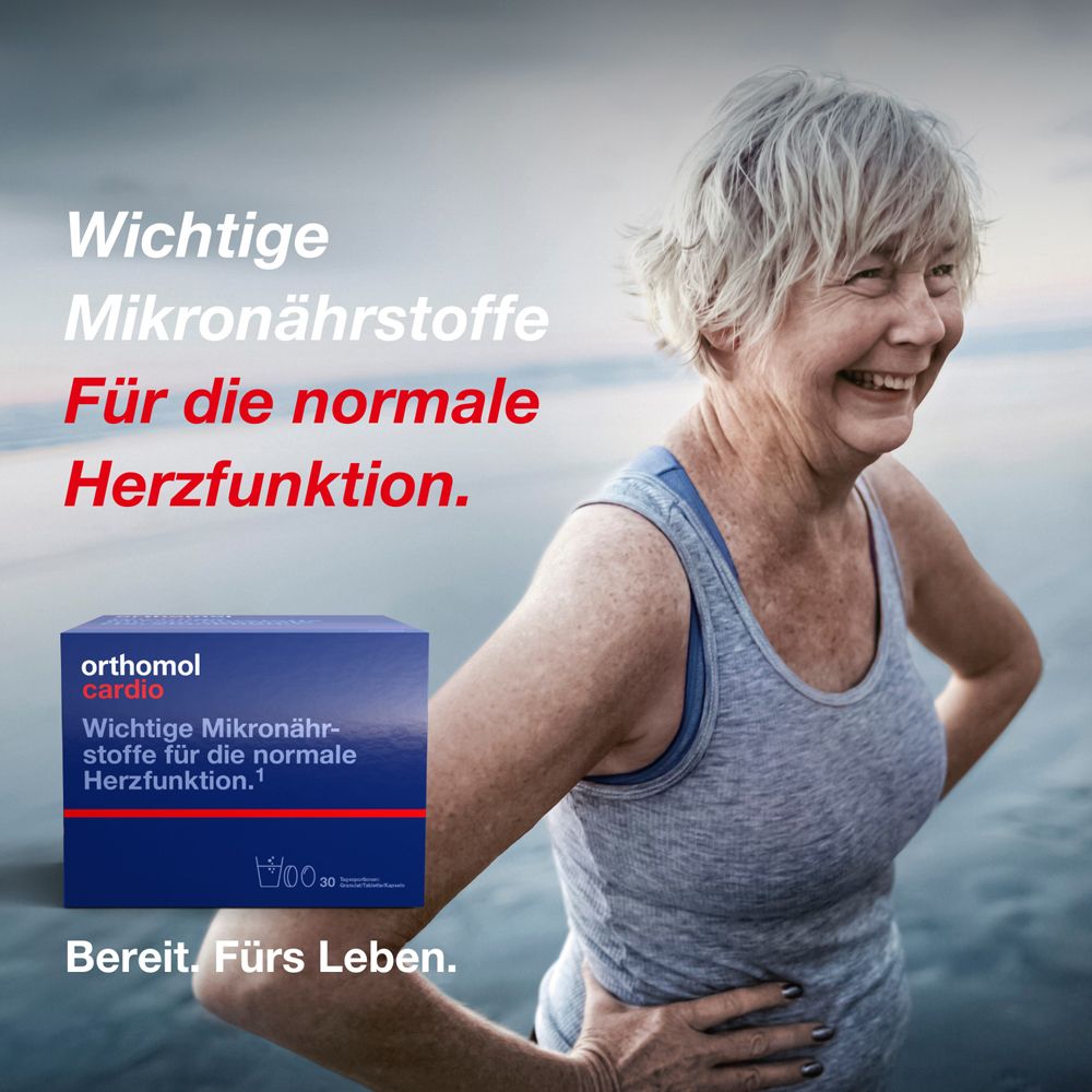 Orthomol Cardio - unterstützt die normale Herzfunktion, mit Magnesium, Omega-3-Fettsäure, Vitamin D - Granulat/Tabletten/Kapseln