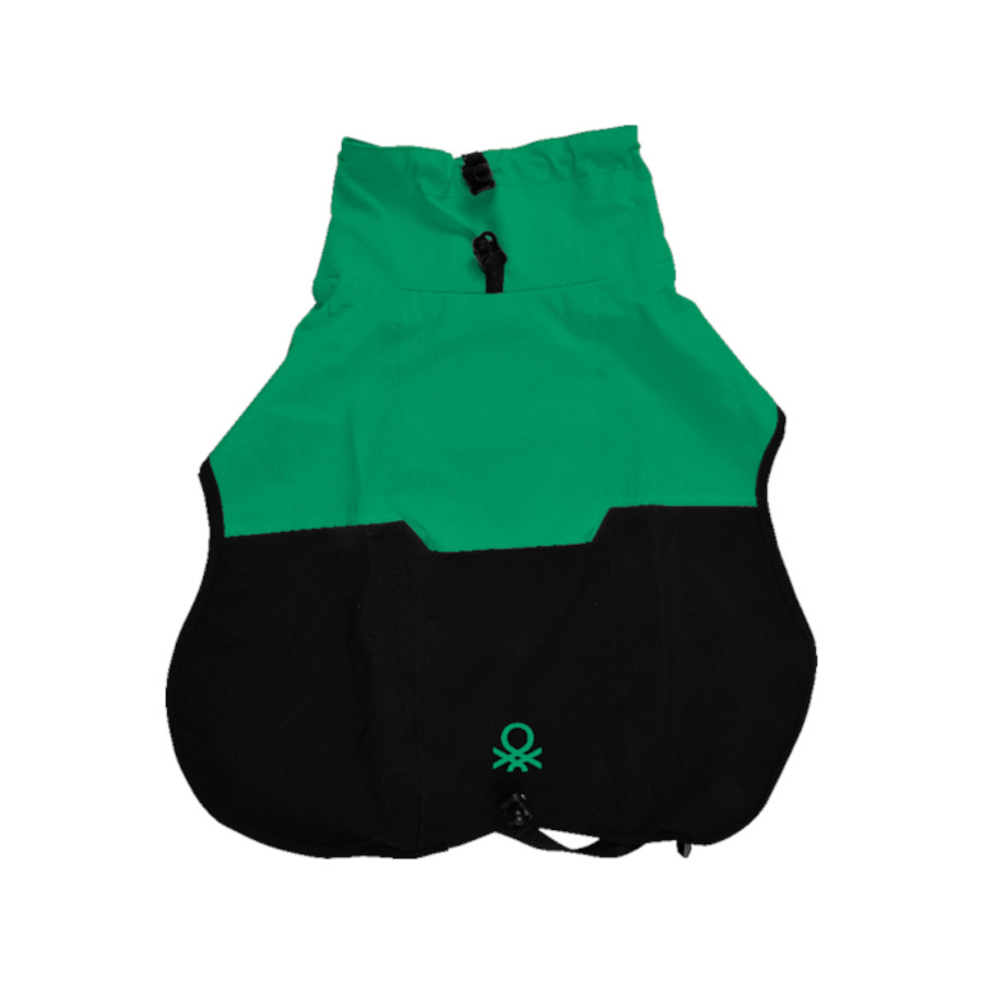 Capa de chuva para cães Benetton, verde e preta, tamanho 30 cm