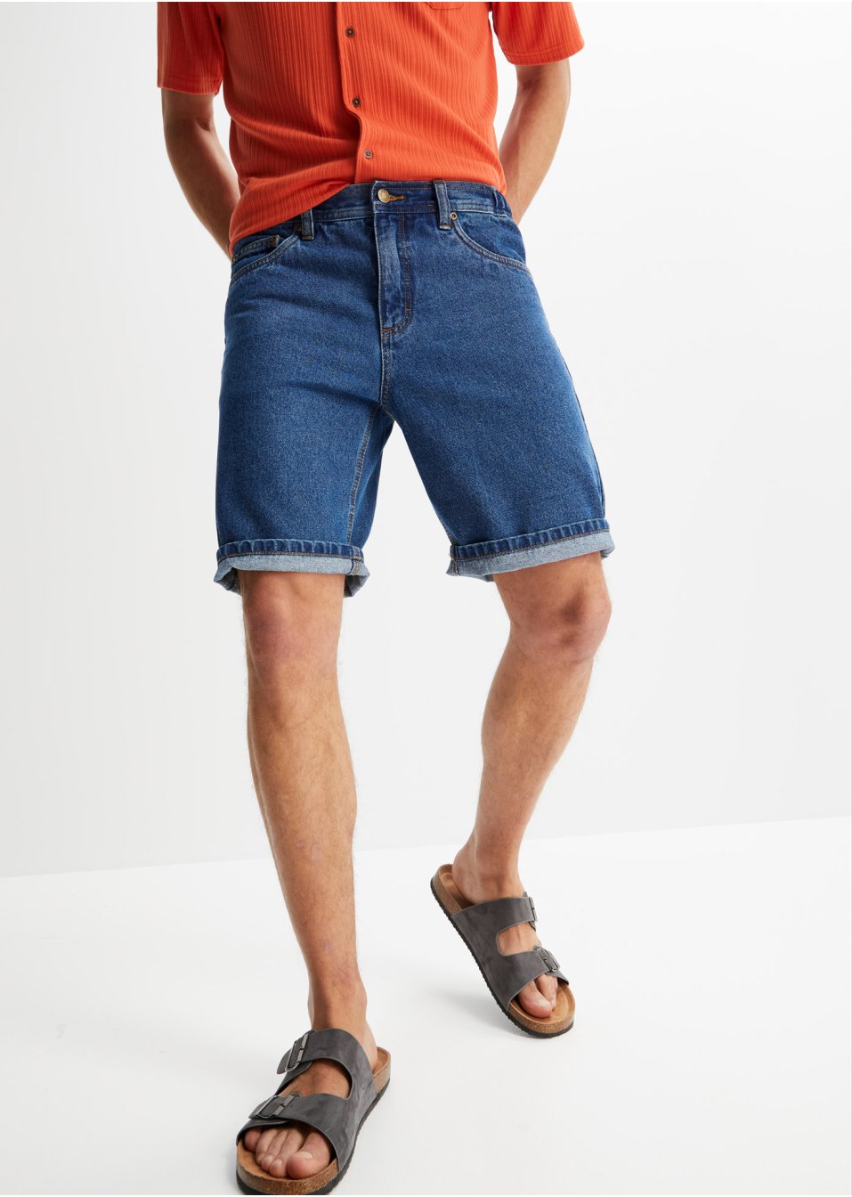 Bermuda en jean avec taille extensible sur les côtés, Classic Fit
