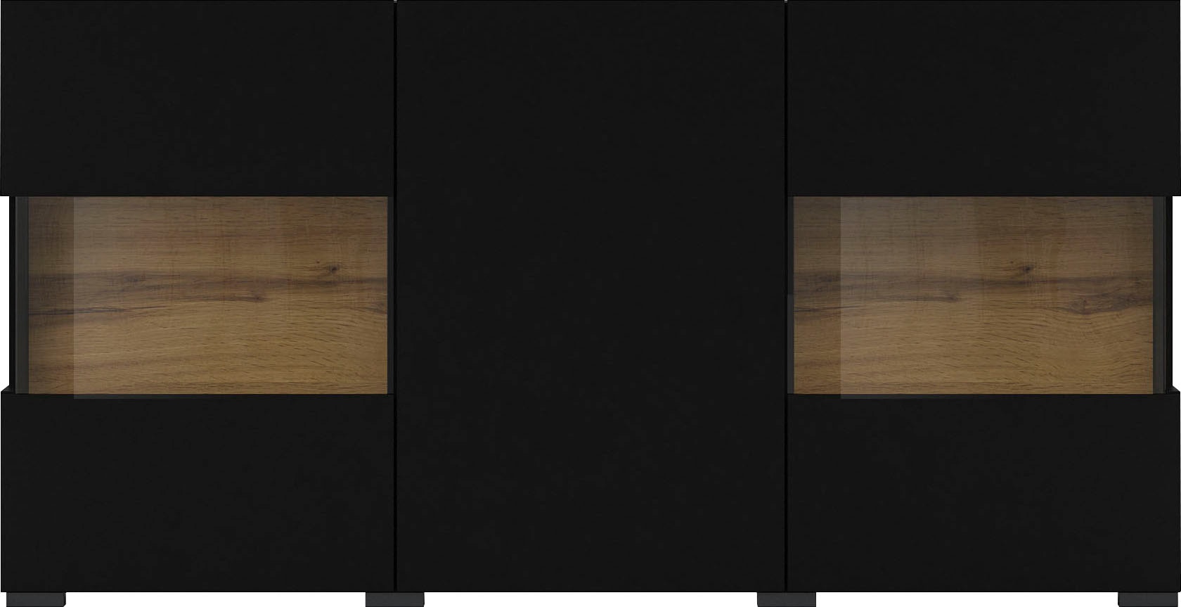 INOSIGN Sideboard »Ava, Breite 120 cm, hängend und stehend montierbar« moderne grifflose Kommode, Anrichte, 3Türen, Eckverglasung