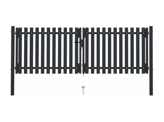 Portail de cl?ture à double porte Acier 306x150 cm Anthracite