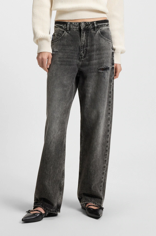 HUGO Blue 5-Pocket-Jeans »Leni« Low Rise im Relaxed Fit