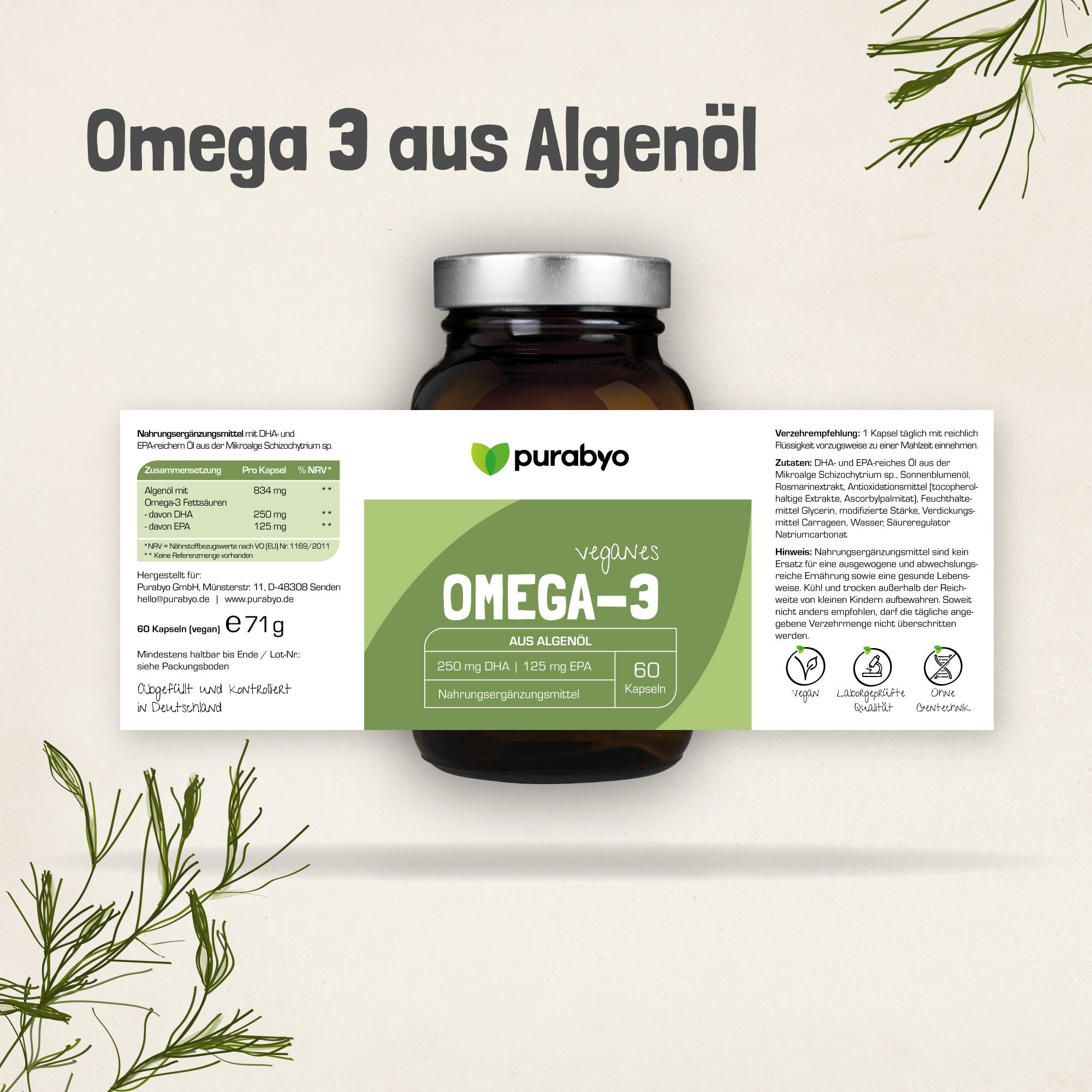 Purabyo Omega-3 Algenöl