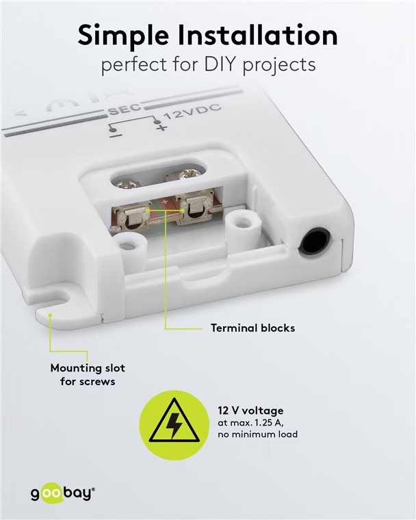 LED Trafo Transformator Netzteil 15W / 12V / 1.25A  für LED Beleuchtung (30005) (IP20) - Weiss / Orange