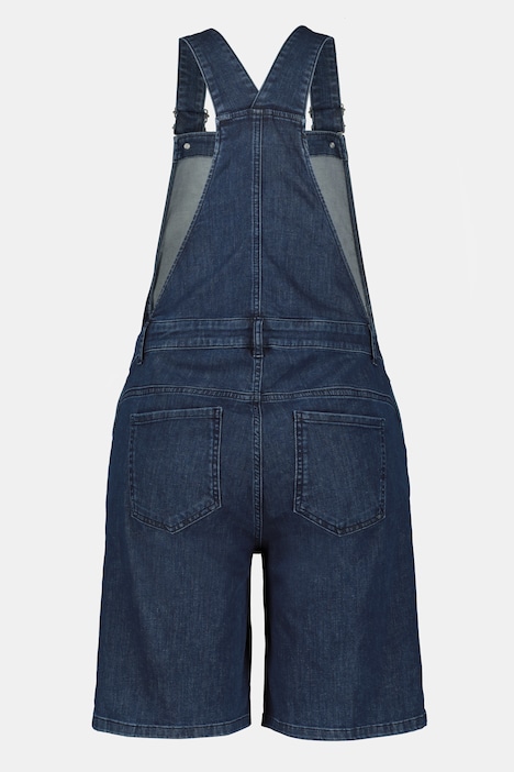 Bellieva-Latz Bermuda, Denim, verstellbare Träger, Biobaumwolle, GOTS