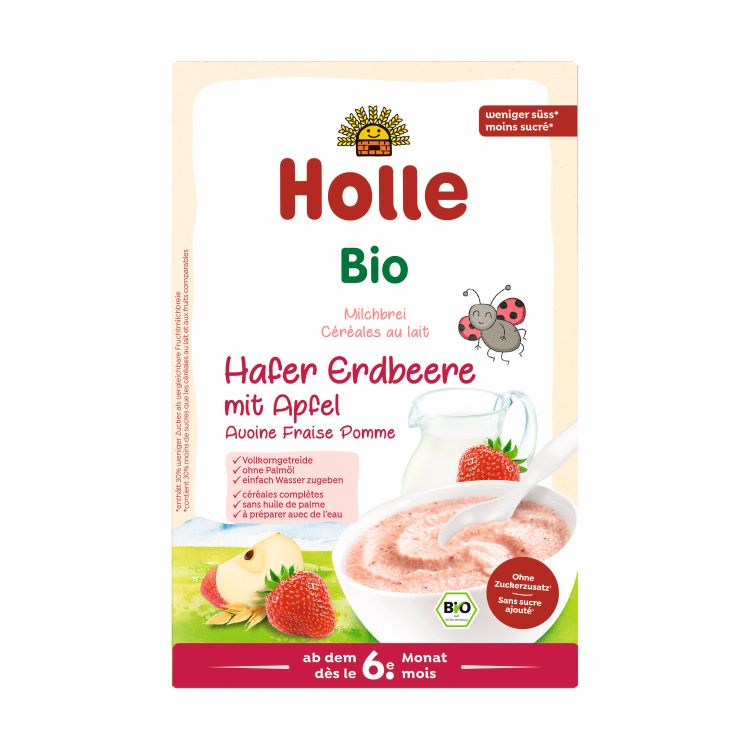 HOLLE Milchbrei<br>250 g, Hafer Apfel Erdbeere Bio