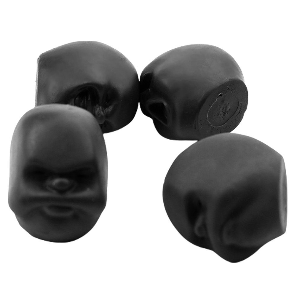 (4er Set) Anti Stress Silikon Bälle Cao Maru Knautschbälle Fidget Spiel - Schwarz