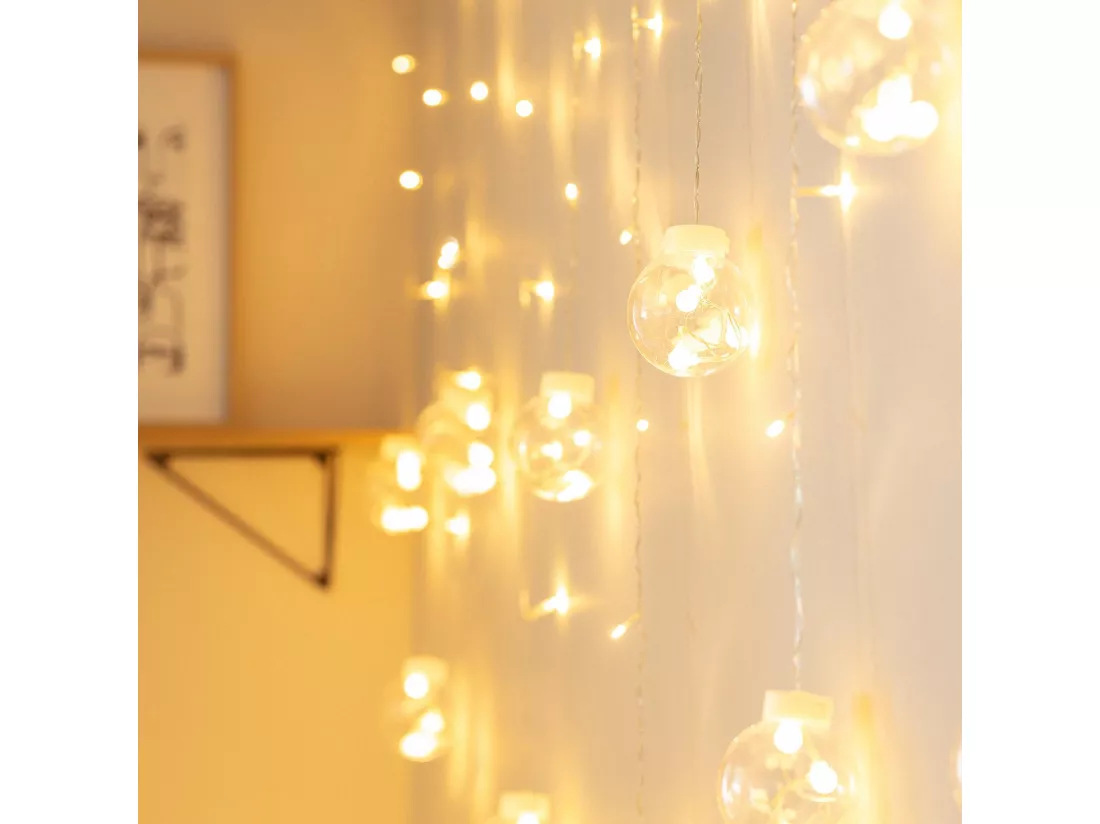 Rideau Boules Suspendues LED 3.6W 2.5m 3000K Blanc chaud