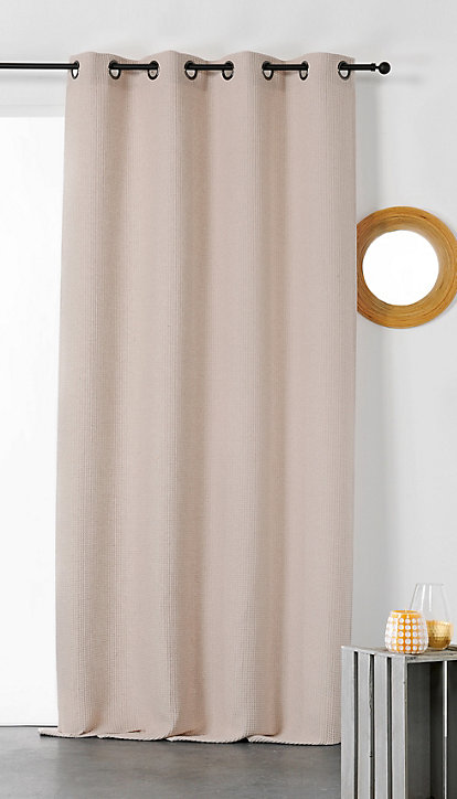 Rideau en nid d'abeille coton & linen Linder L.140 x H.245 cm beige