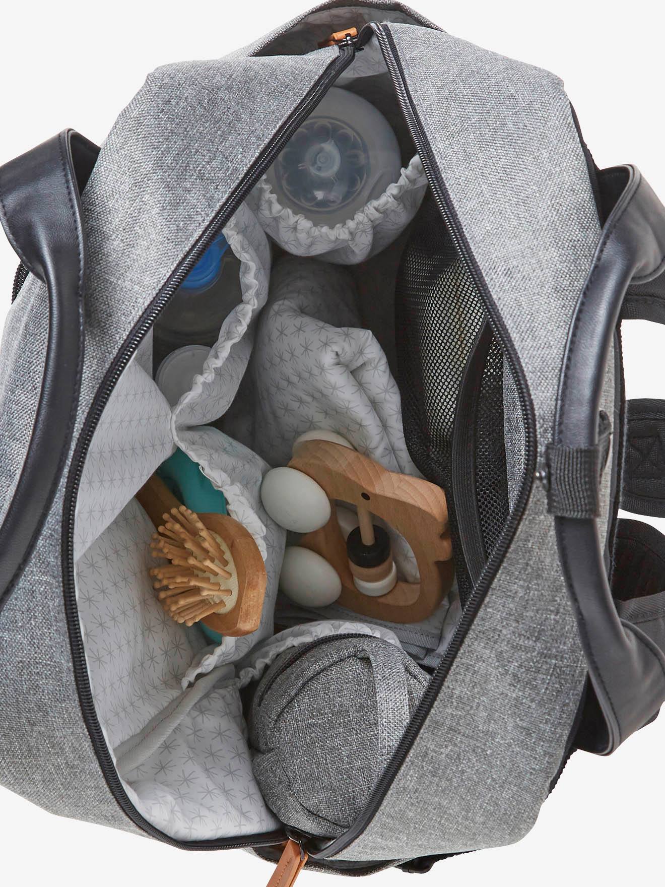 Mochila Vertbaudet lisa cinza médio para troca de fraldas