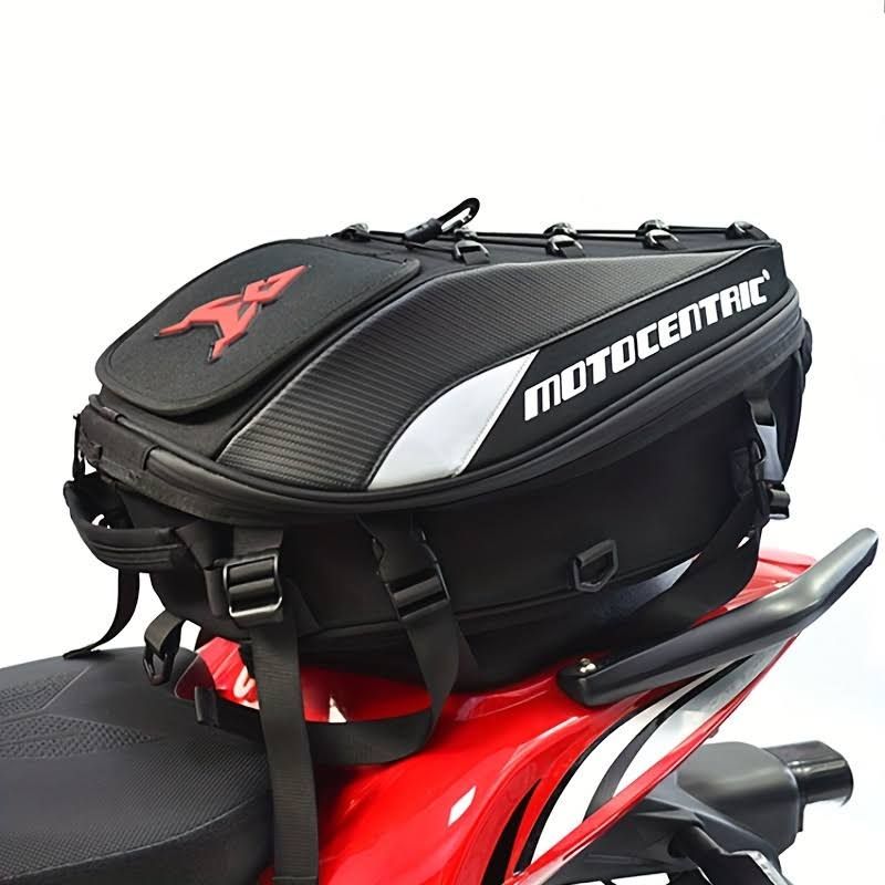 MOTOCENTRIC Sac à dos de moto de grande capacité - Sac de selle en polyester durable avec sangles réglables, fermeture à glissière sécurisée et