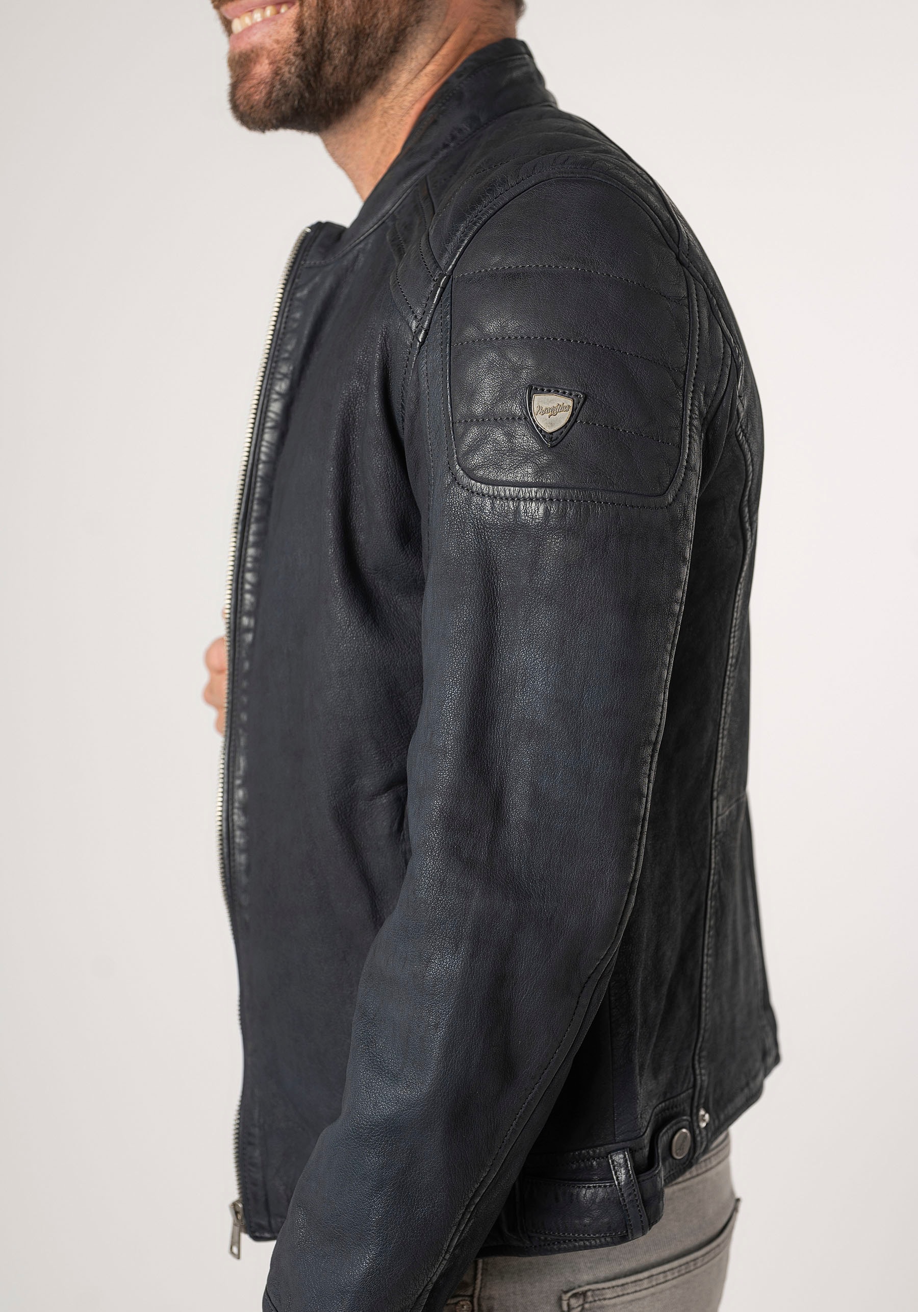 Mauritius Lederjacke »MMChesney« mit Reissverschluss, Reissverschlusstaschen, Ziersteppung