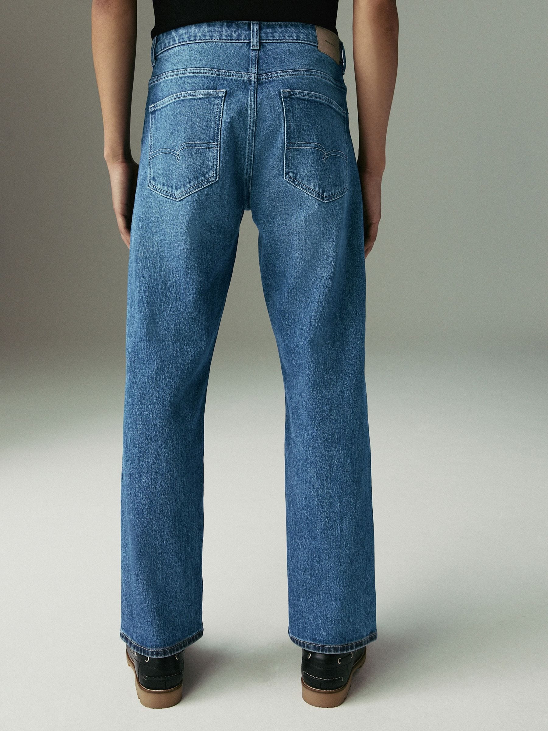 Mediumblauw getint - Straight fit - Vintage wash denim jeans