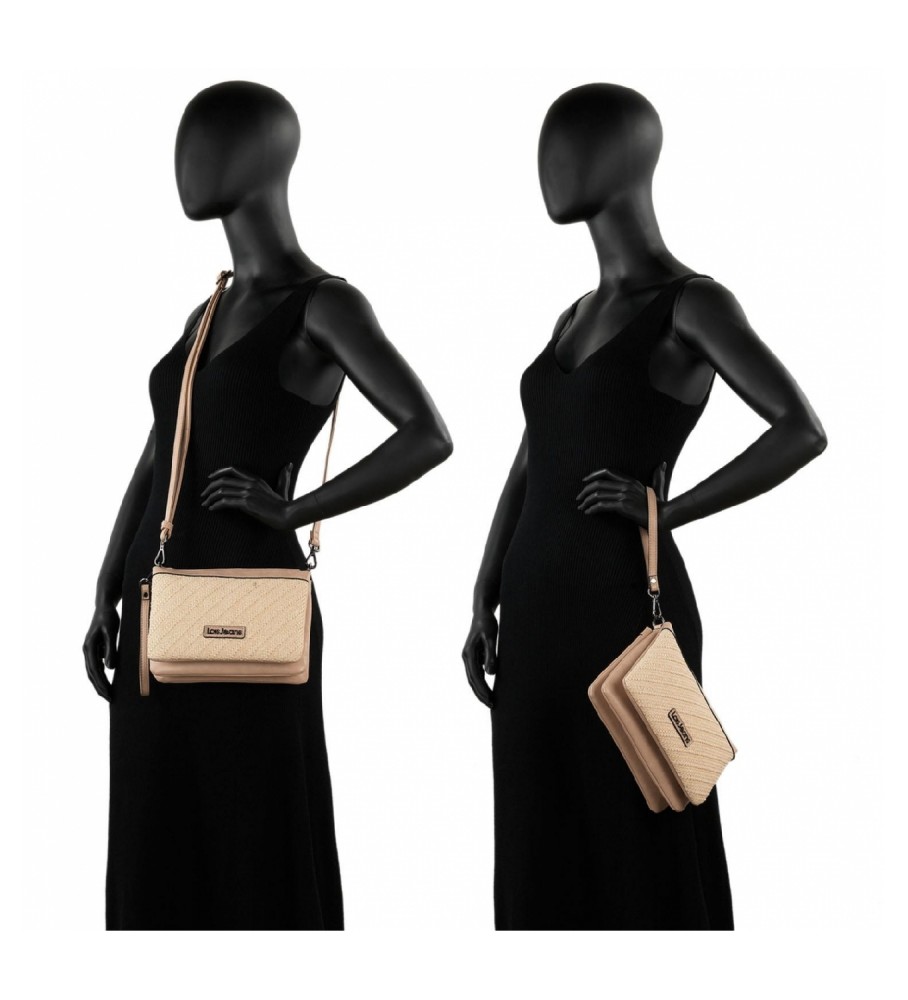 Bolsa de ombro Lois Bolso tripla casual 313315 bege -23x17x6cm-