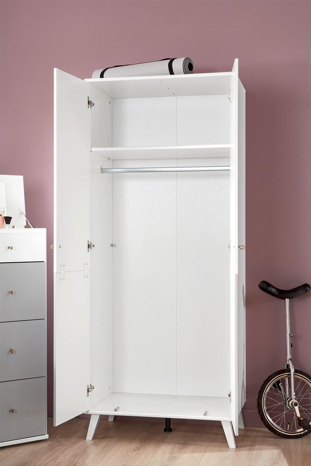 Kleiderschrank Rocky Weiß/Light Grey 83x202x55 cm