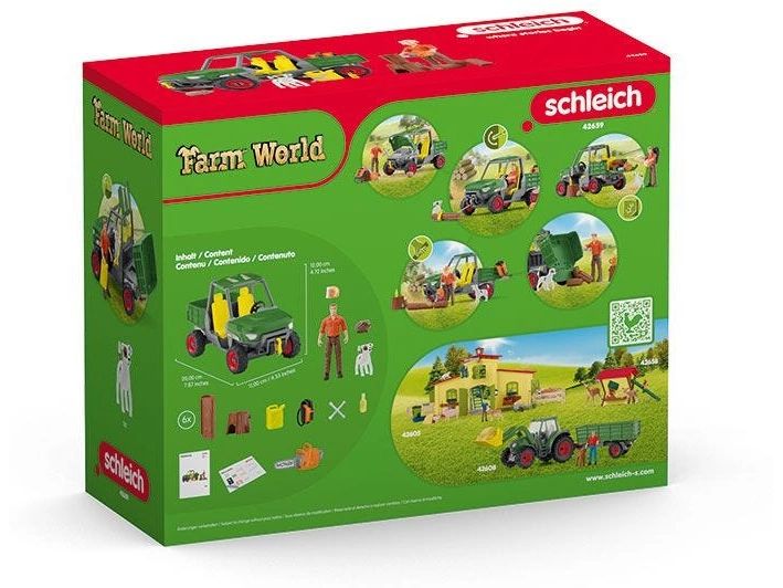 Schleich Spielfigurenset Farm World Waldbauer mit Fahrzeug Traktor-Spielset mit 49 Teilen