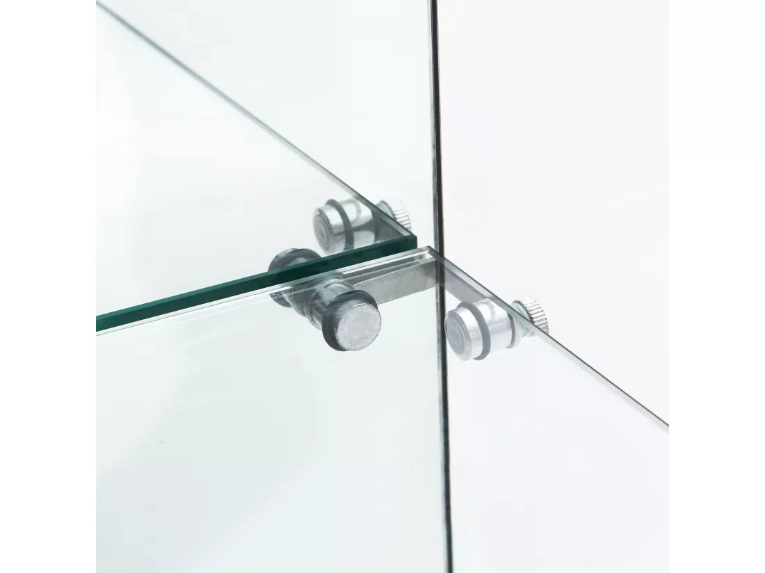 Vitrine en verre 163.9 x 36.49 x 80.49 cm,avec étagères et éclairage LED, armoire de curiosités à double porte