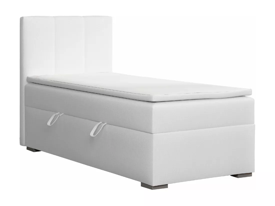 LIT SIMPLE avec tiroir de rangement et surmatelas, côté gauche Monaco Mini 100x200 cm, Soft 17 (Blanc)