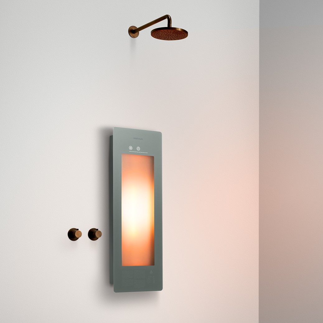Sunshower Round One Small Organic Grey infraroodlamp 33x95x10cm opbouw