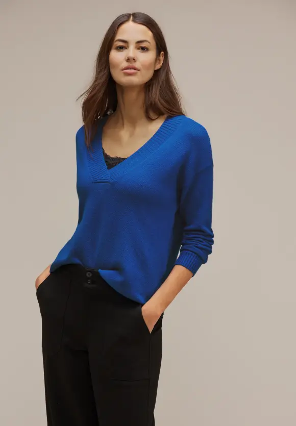 V-Ausschnitt Pullover - fresh intense gentle blue